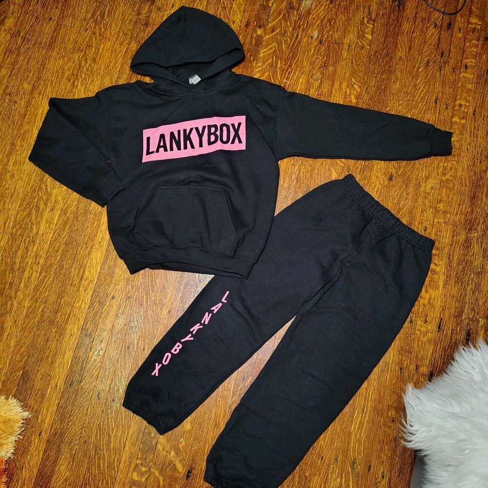 Lanky Box Spellout & Character Graphic Boys 2pc Jogger Outfit Sz Medium